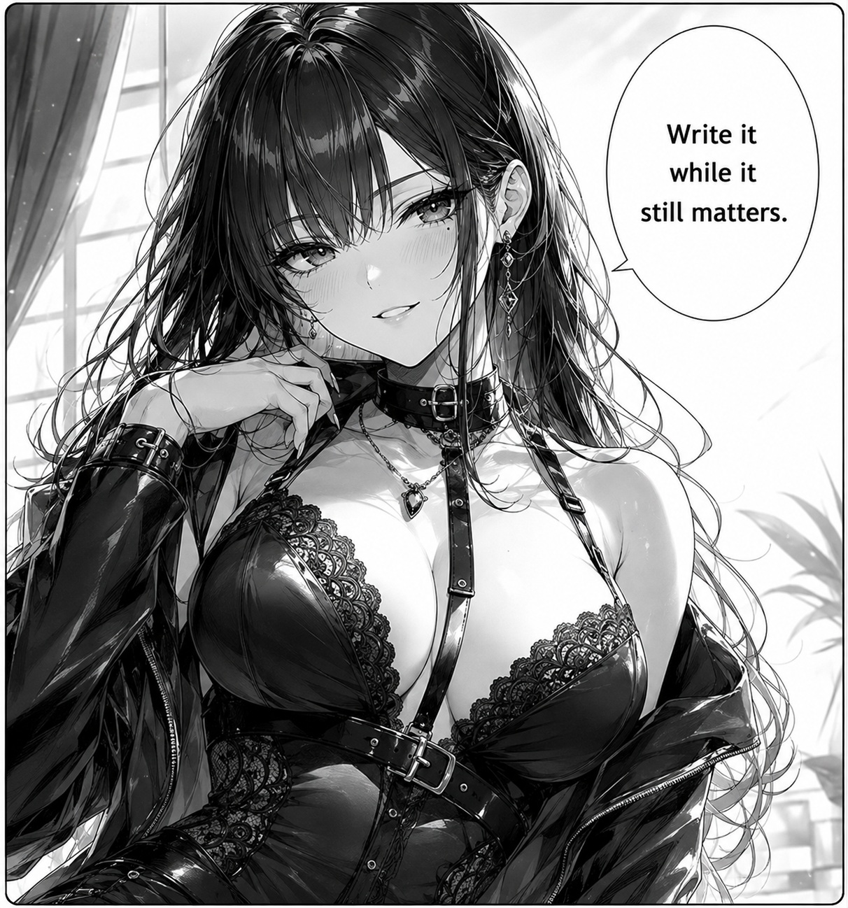 Monochrome manga illustration